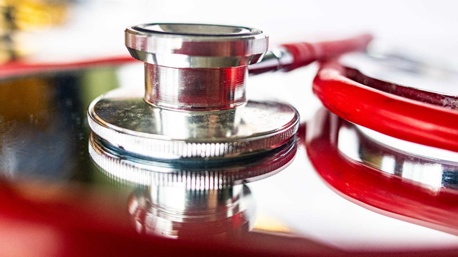 A close-up of a stethoscope on a table